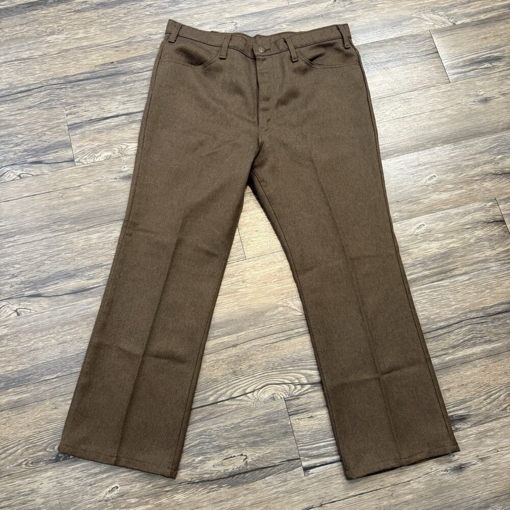 Vtg Levi's 517 Sta-Prest Pants Mens 38x29 Brown Dacron Bootcut Western USA 90s